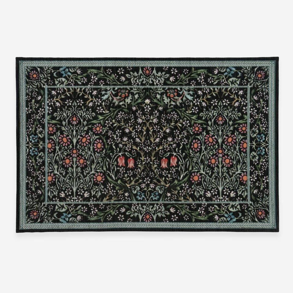 モリス風背当て付き椅子シート2枚、玄関マット50×80cmおまとめ Morris 50 FT1702A いちご泥棒 バスマット 玄関マット Studio Design クッション・座布団