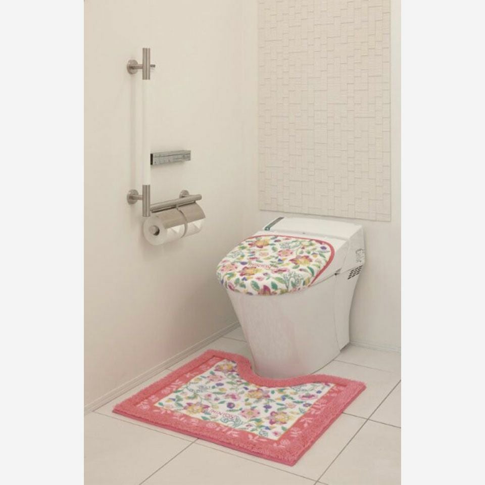 同色でトイレフタカバーのご用意もあり、同じデザインでコーディネートしていただけます（写真は生産終了のローズ色です）