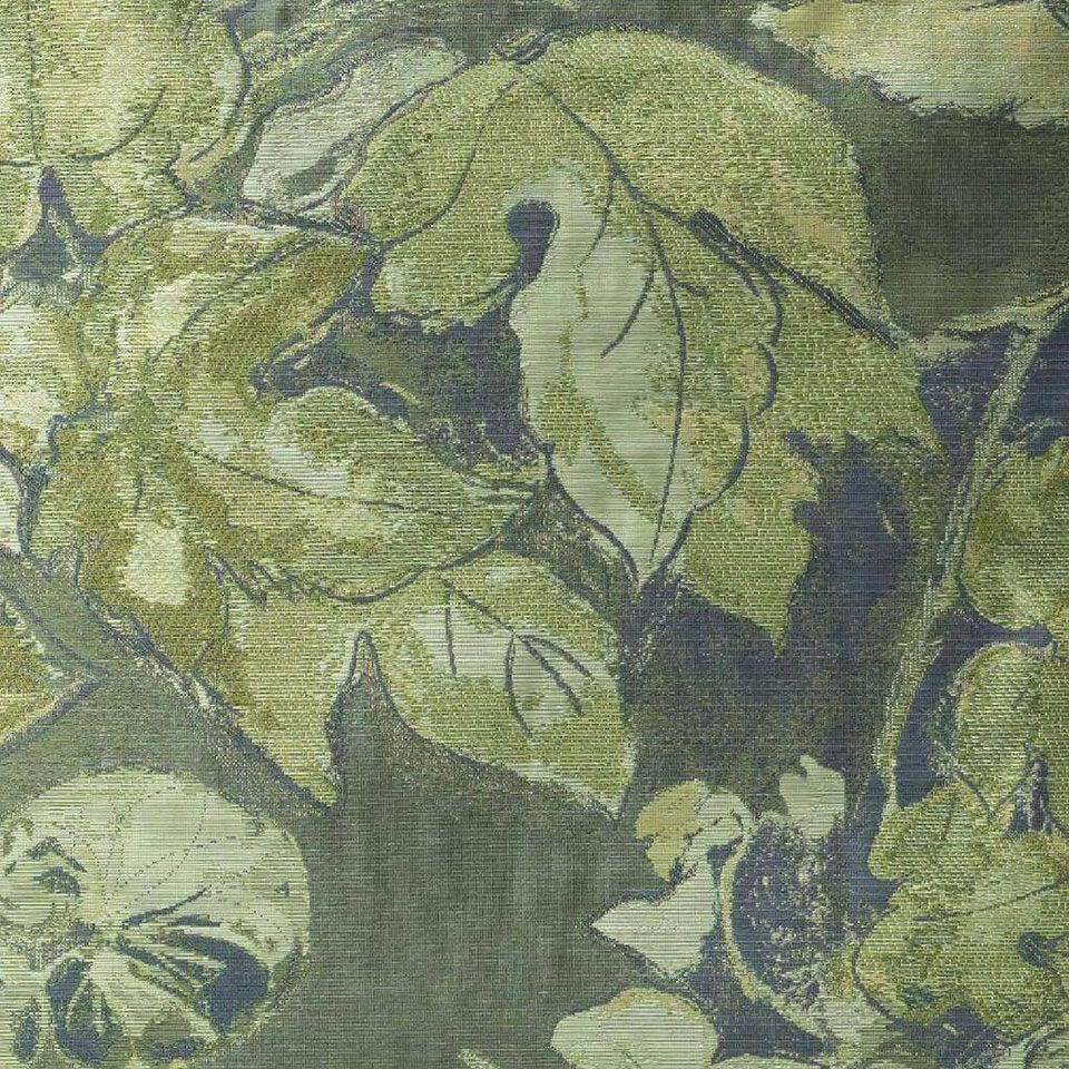 葡萄の葉とつるが幾重にも重なる奥行きを感じるデザイン「ビーニャ」は、光の加減で緑の濃淡と葉脈の緻密な織表情が変化し独特の美しさを放ちます