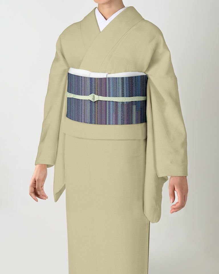 名古屋帯　真綿紬　ベージュ　墨　シルバー　手描き　手織り　V27 名古屋帯 真綿紬 ベージュ 墨 シルバー 手描き 手織り V27 【公式通販】
