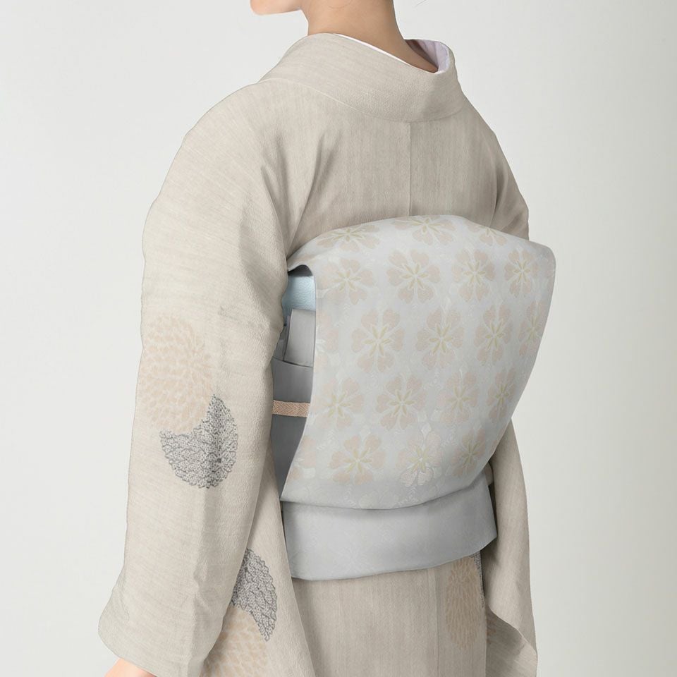 イロワケイルカの全通の名古屋帯　o-114 50102610006-top.jpg