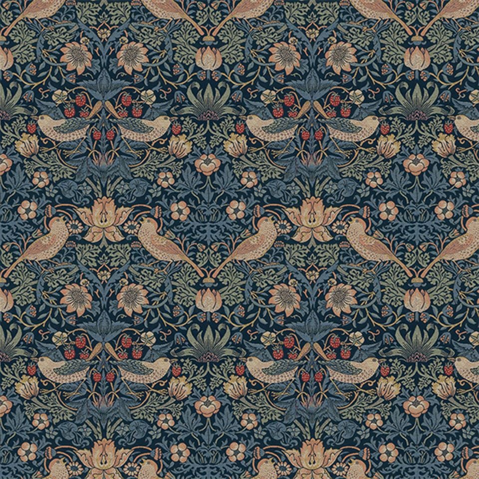 いちご泥棒は、ウィリアム・モリスによって製作された人気のデザインです／カラー：ブルー