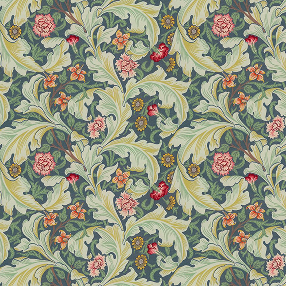 生地画像／アカンサスの大きな葉に可愛らしい小花と葉を重ね、モリスの流れを汲みながらもエレガントに表現されています