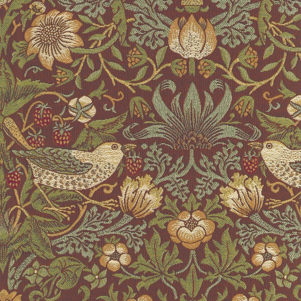 生地拡大画像／1883年にモリス商会のマートンアビー工房で製作されていたハンドプリントを織物にしました