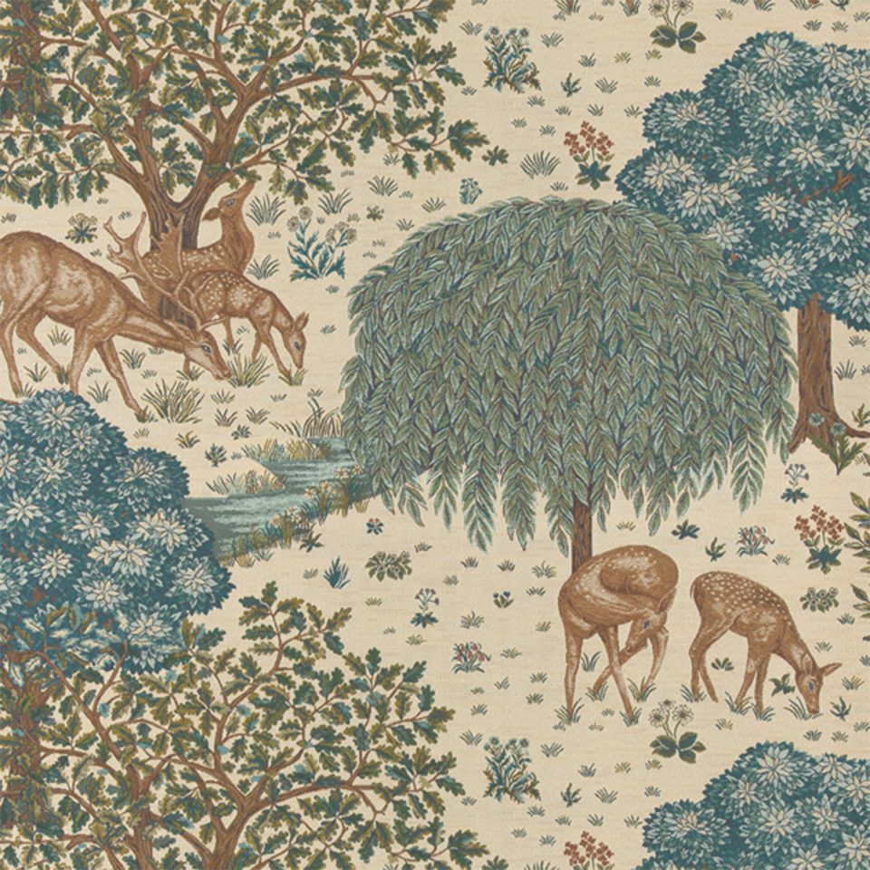 生地画像／ 中世のタペストリーのクラシカルな雰囲気のある森の風景を美しく再現したデザインです