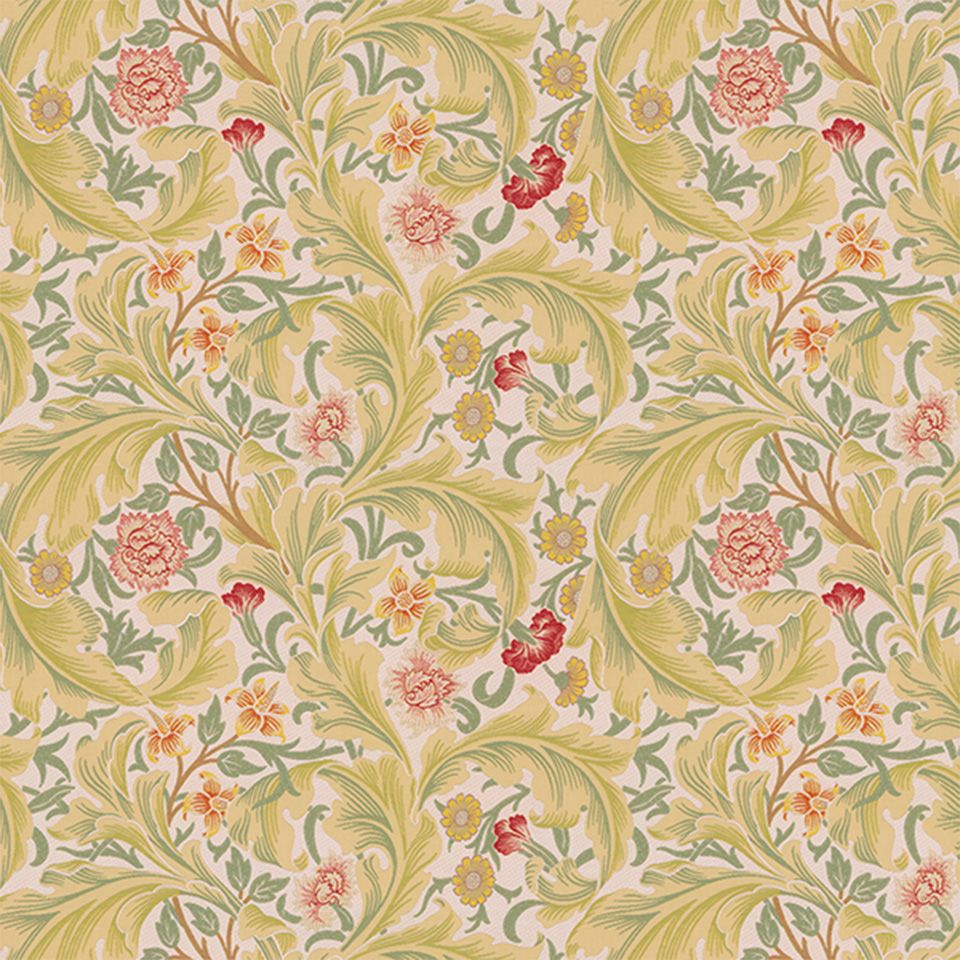 生地画像／アカンサスの大きな葉に可愛らしい小花と葉を重ね、モリスの流れを汲みながらもエレガントに表現されています