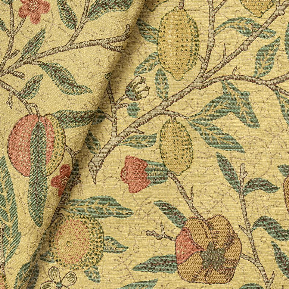 生地拡大画像／版木のやわらかく味わいのあるタッチを織物で表現しています