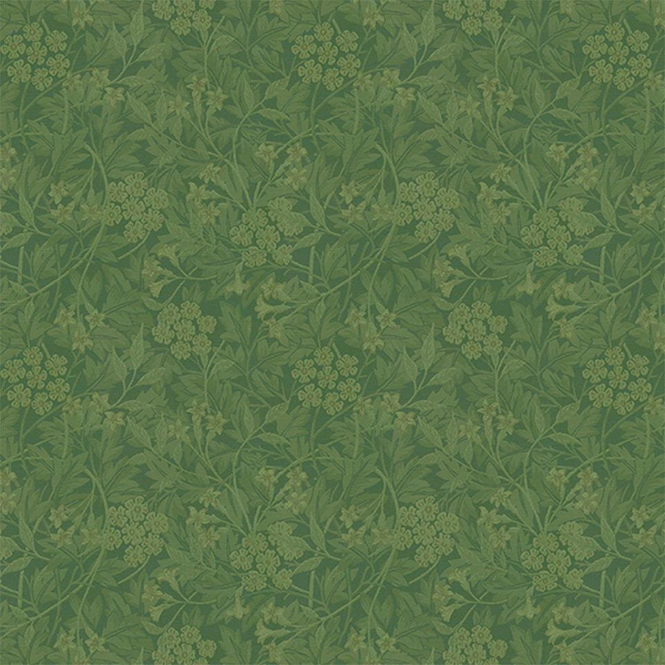 生地画像／植物の葉のシルエットを繊細なラインで描いた上にジャスミンを重ねることで、二種類の植物の重なりが奥行きを感じさせるデザインです