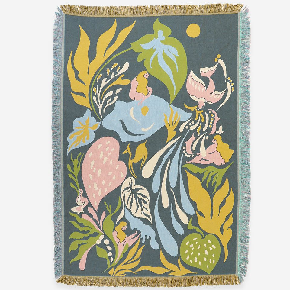 表面／カラー：ダークブルー／137cm×195cm※フリンジ部分含む