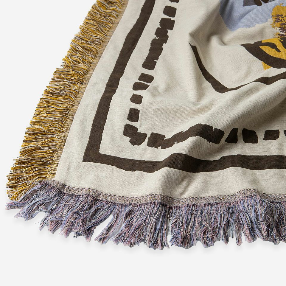 綿100%素材のブランケット、綿は毛先が丸いので肌触りが心地よいのが特徴です