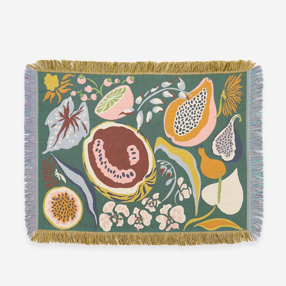 表面／カラー：グリーン／137cm×106cm※フリンジ部分含む