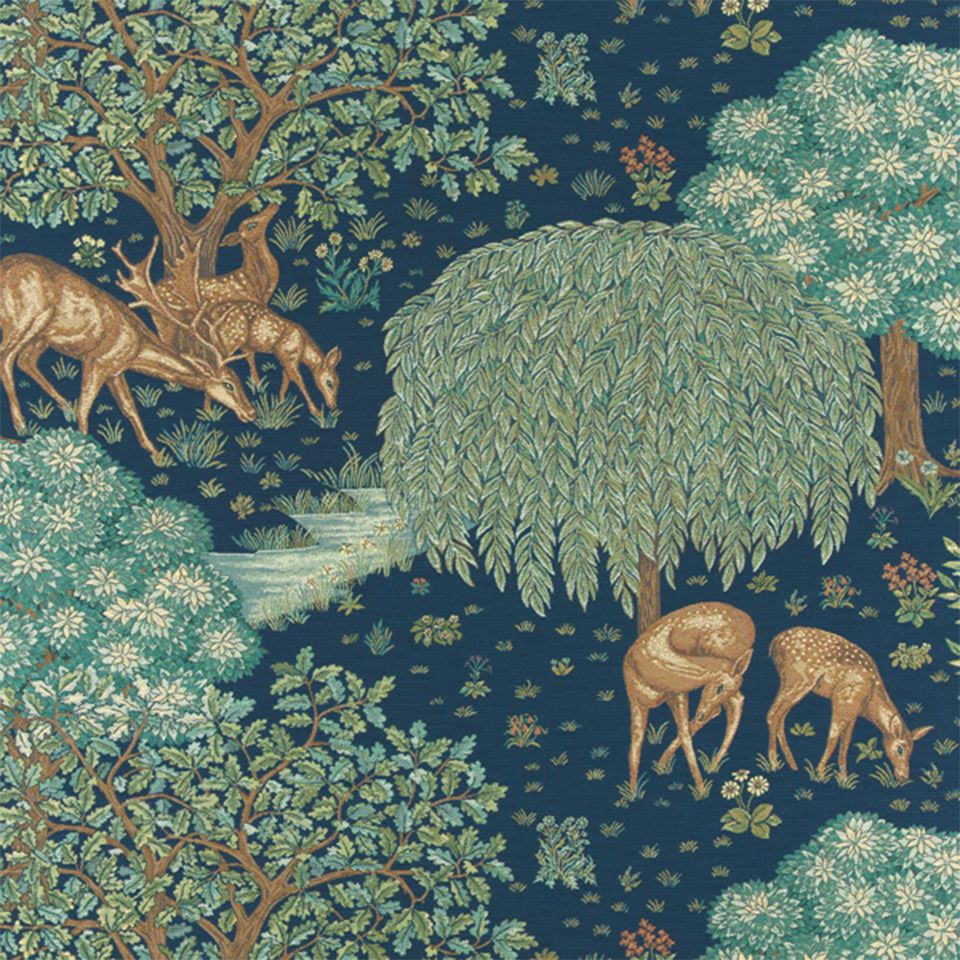 生地画像／ 中世のタペストリーのクラシカルな雰囲気のある森の風景を美しく再現したデザインです