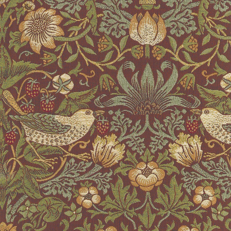 生地拡大画像／1883年にモリス商会のマートンアビー工房で製作されていたハンドプリントを織物にしました