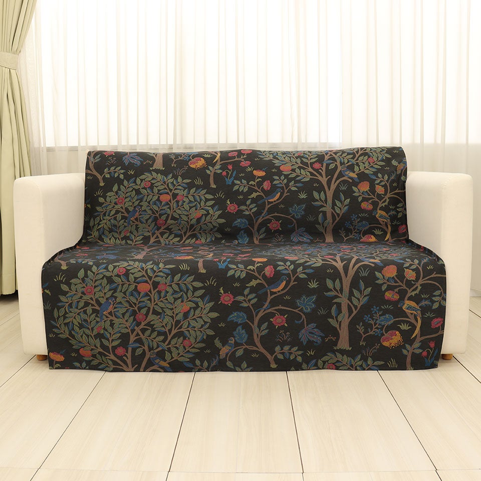 使用画像／カラー：ブラック／135cm×175cm／モリスのジャガード生地で2～3人掛けソファーカバーにお使いいただけます